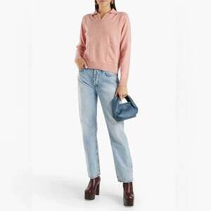NAADAM 100% Cashmere Quarter Zip Rose Sweater with Pockets Size XS